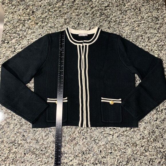 J Crew L Emilie Sweater Lady Jacket with Contrast Trim in Black - Picture 7 of 10